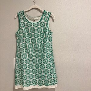 Green embroidered mini dress